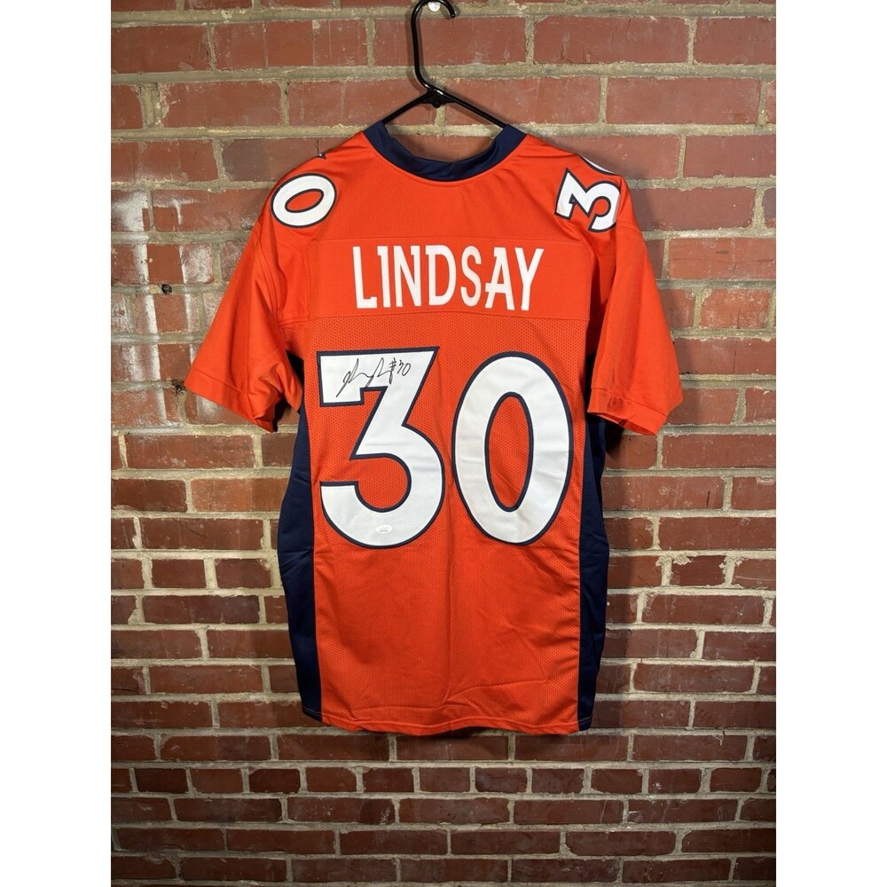 Phillip Lindsay Autographed Jersey Denver Broncos JSA Sticker